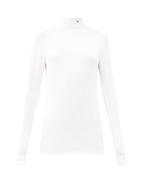 Matchesfashion.com Raf Simons - Aw98 Roll-neck Logo-embroidered Modal-blend Top - Womens - White