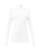 Matchesfashion.com Raf Simons - Aw98 Roll-neck Logo-embroidered Modal-blend Top - Womens - White