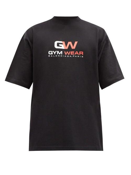 Matchesfashion.com Balenciaga - Gym Wear-print Cotton-jersey T-shirt - Mens - Black