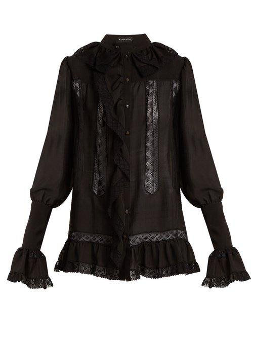 Matchesfashion.com Etro - Versaille Ruffle Trimmed Silk Voile Blouse - Womens - Black