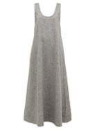 Matchesfashion.com Asceno - Capri Scoop-neck Linen Dress - Womens - Grey
