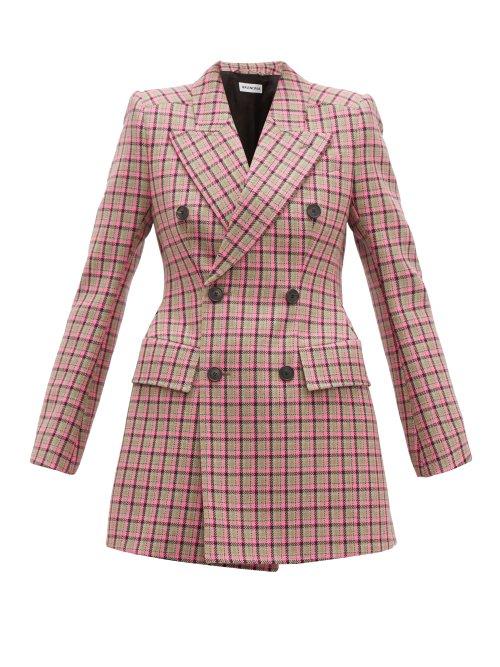 Matchesfashion.com Balenciaga - Hourglass Double Breasted Wool Blazer - Womens - Pink Multi