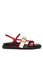 Matchesfashion.com Marni - Fussbet Satin And Patent Leather Sandals - Womens - Burgundy Beige