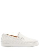 Christian Louboutin Pik Boat Embossed-leather Slip-on Trainers