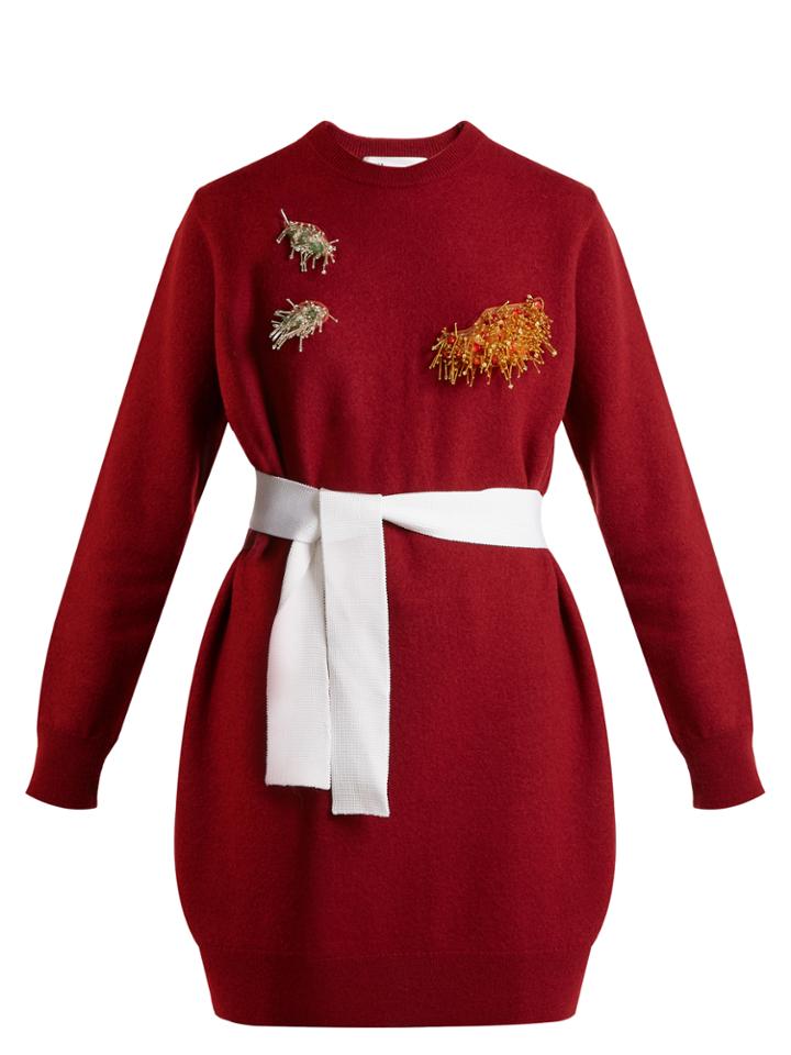 Toga Round-neck Bead-embellished Wool-blend Dress
