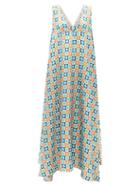 Ladies Beachwear La Doublej - Tent Diamond Dots-print Silk-twill Maxi Dress - Womens - Yellow Print