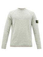 Matchesfashion.com Stone Island - Logo Patch Terry Effect Cotton Blend Sweatshirt - Mens - Light Grey