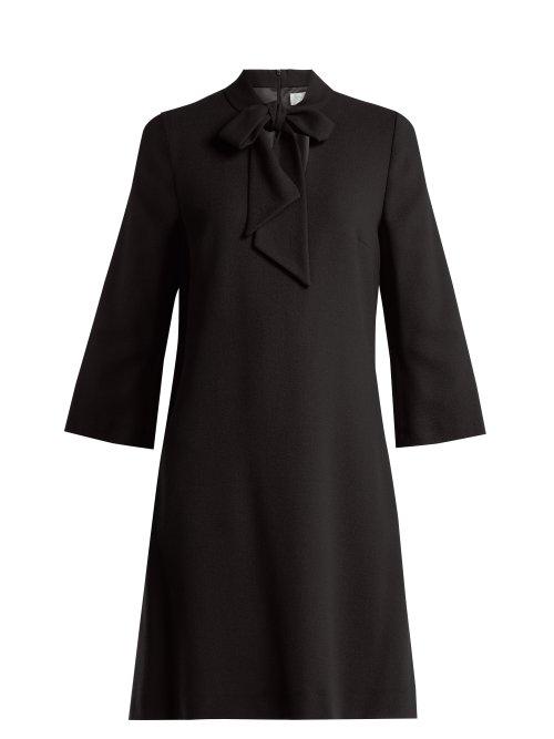 Matchesfashion.com Goat - Ginny Tie Neck Wool Crepe Dress - Womens - Black