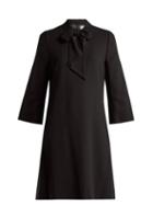 Matchesfashion.com Goat - Ginny Tie Neck Wool Crepe Dress - Womens - Black