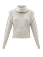 Matchesfashion.com Isabel Marant - Poppy Exaggerated-shoulder Wool & Cashmere Sweater - Womens - Light Grey