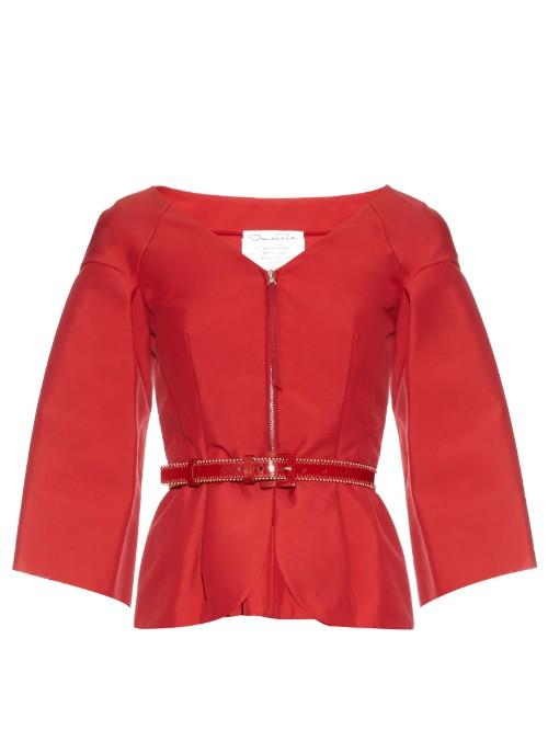 Oscar De La Renta V-neck Techno Cotton-blend Jacket
