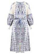 Matchesfashion.com D'ascoli - Anatolia Cotton Midi Dress - Womens - Blue White