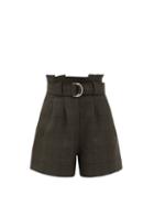 Matchesfashion.com Ganni - Prince Of Wales-check Belted Shorts - Womens - Dark Grey