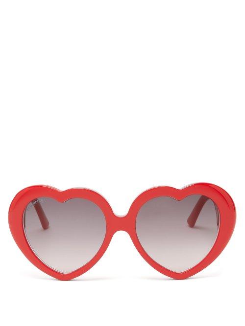 Matchesfashion.com Balenciaga - Heart Shaped Acetate Sunglasses - Womens - Red