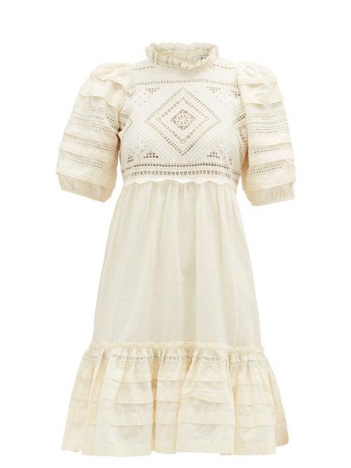 Matchesfashion.com Sea - Talitha Ruffled Cotton Broderie-anglaise Dress - Womens - Cream