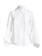 Matchesfashion.com Palmer//harding - Draped Sleeves Cotton Poplin Shirt - Womens - White