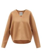 Totme - V-neck Brushed Wool-blend Sweater - Womens - Camel