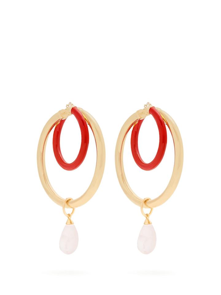 Peter Pilotto Large Glass Pendant Double-hoop Earrings