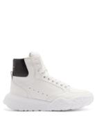 Ladies Shoes Alexander Mcqueen - Raised-sole Leather High-top Trainers - Womens - White