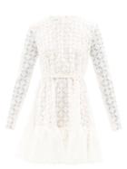 Giambattista Valli - Gathered-hem Macram-lace Mini Dress - Womens - Ivory