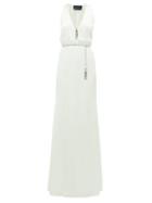 Matchesfashion.com Julie De Libran - Martine Crystal Belt Silk Charmeuse Gown - Womens - White