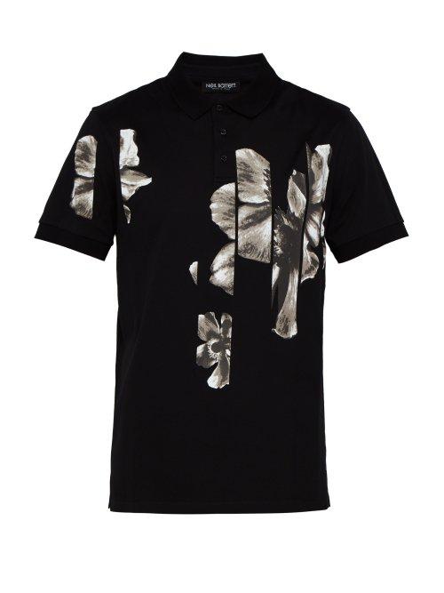 Matchesfashion.com Neil Barrett - Anemone Print Cotton Piqu Polo Shirt - Mens - Multi