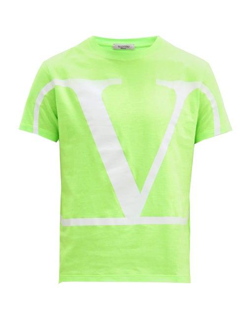 Matchesfashion.com Valentino - V-logo Cotton-jersey T-shirt - Mens - Green