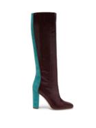 Matchesfashion.com Malone Souliers - X Roksanda Anya Snake Effect Leather Boots - Womens - Burgundy Multi