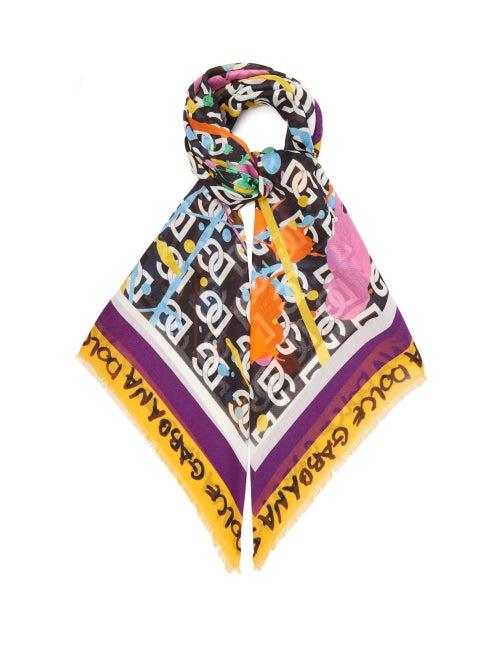 Dolce & Gabbana - Logo-print Modal-blend Faille Scarf - Womens - Multi