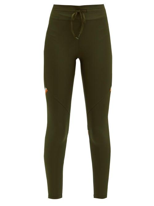 Matchesfashion.com The Upside - Freedom Embroidered Stretch-jersey Leggings - Womens - Dark Green