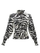 Matchesfashion.com Isabel Marant - Fantine Smocked-neck Tiger-print Silk-blend Blouse - Womens - Black White