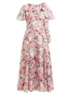 Matchesfashion.com Erdem - Kirstie Floral Print Chiffon Midi Dress - Womens - Pink Print