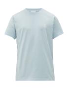 Matchesfashion.com Burberry - Embroidered Monogram Cotton Jersey T Shirt - Mens - Light Blue