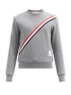 Matchesfashion.com Thom Browne - Tricolour-stripe Cotton-jersey Sweatshirt - Mens - Grey
