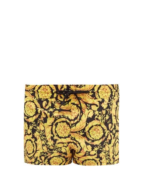 Matchesfashion.com Versace - Baroque-print Swim Shorts - Mens - Yellow Multi