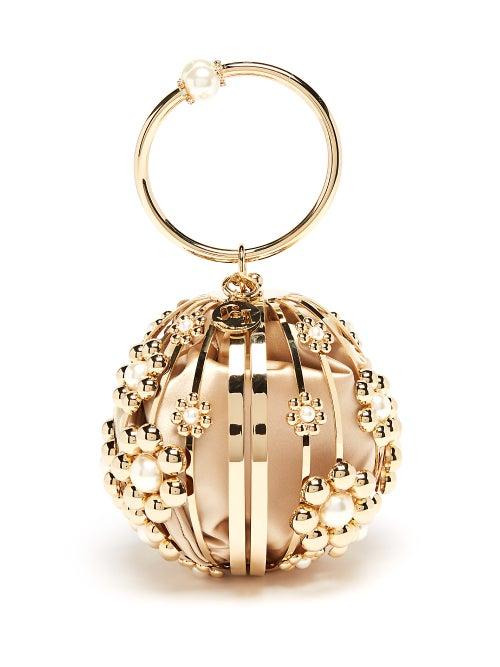 Rosantica - Alice Floral-embellished Cage Clutch - Womens - Gold