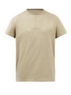 Maison Margiela - Logo-embroidered Cotton-jersey T-shirt - Mens - Light Khaki