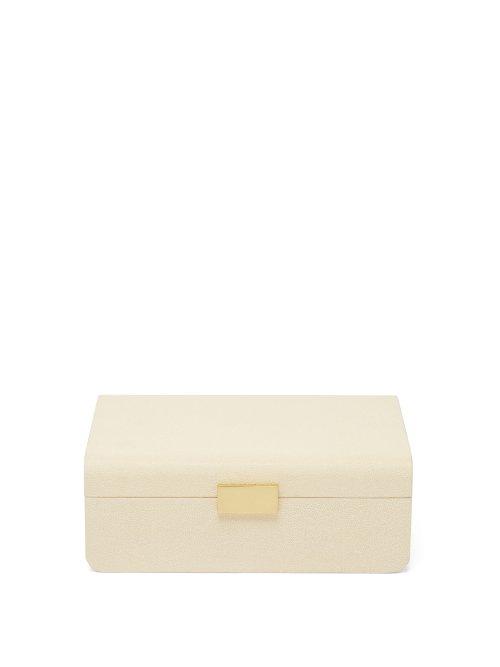 Matchesfashion.com Aerin - Modern Large Shagreen Jewellery Box - Cream