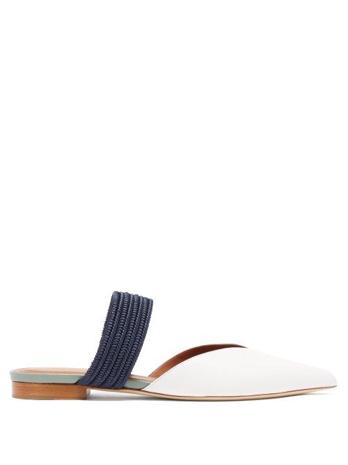 Matchesfashion.com Malone Souliers - Maisie Point Toe Leather Mules - Womens - White Navy