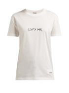Matchesfashion.com Miu Miu - Copy Me Short Sleeve Cotton T Shirt - Womens - White Multi