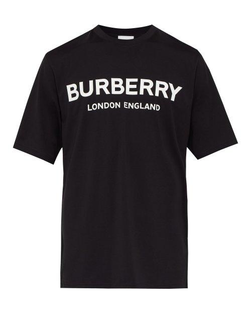 Matchesfashion.com Burberry - Logo Print Cotton T Shirt - Mens - Black