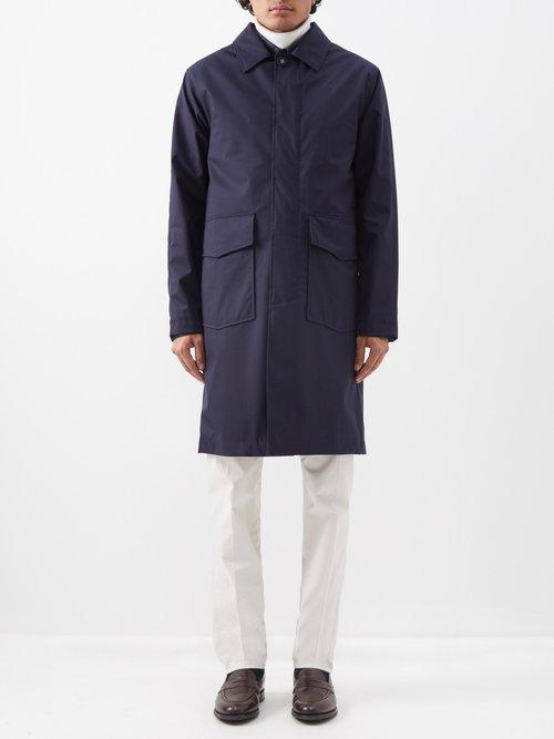 Officine Gnrale - Terrence Fresco Wool-blend Overcoat - Mens - Navy