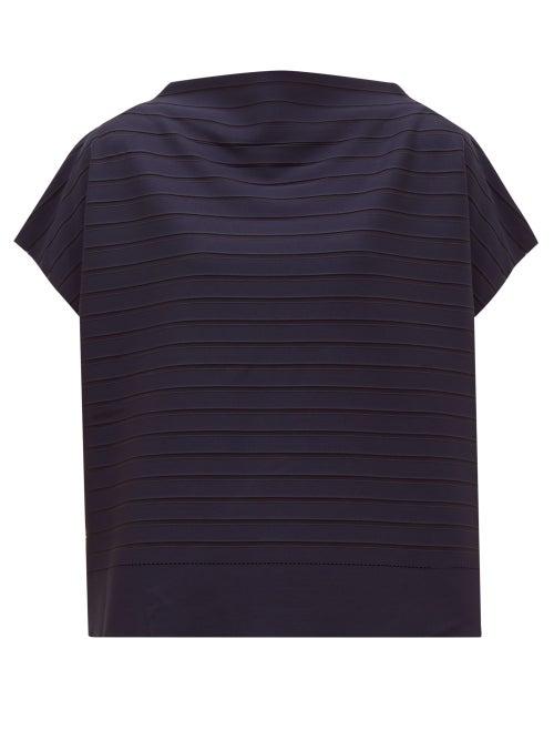 Matchesfashion.com Issey Miyake - Woody Ripple Striped Jersey Top - Womens - Navy