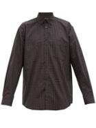 Matchesfashion.com Balenciaga - Logo Print Plaid Cotton Shirt - Mens - Navy