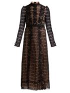 Matchesfashion.com Giambattista Valli - Chantilly And Guipure Lace Cotton Blend Dress - Womens - Black