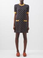 Gucci - Metallic Gg-jacquard Cotton-blend Mini Dress - Womens - Navy