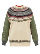 Junya Watanabe - Patchwork Fair Isle-intarsia Wool Sweater - Womens - Beige Multi