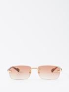 Gucci Eyewear - Rectangle-frame Metal Sunglasses - Womens - Gold Red
