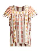 Matchesfashion.com Dodo Bar Or - Teresa Geometric Embroidered Cotton Top - Womens - Tan Multi