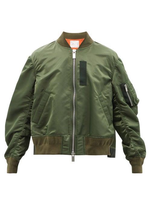 Sacai - Satin Bomber Jacket - Womens - Khaki